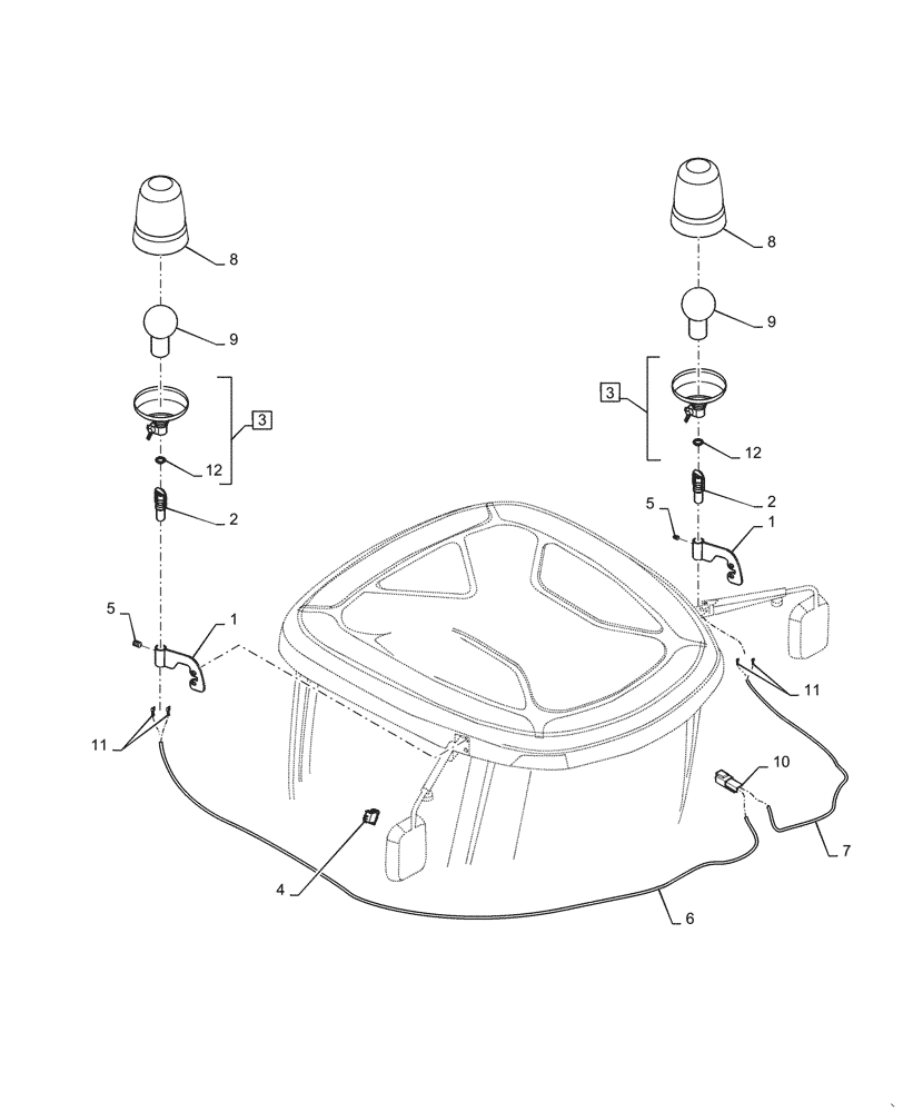 Схема запчастей Case IH STEIGER 400 - (55.404.AC[01]) - BEACON - ASSY - SINGLE & DUAL (55) - ELECTRICAL SYSTEMS