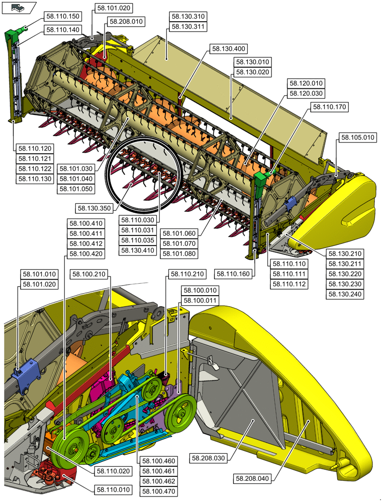 Схема запчастей Case IH 3050-25FT L - (58.000.00[01]) - SECTION INDEX - ATTACHMENTS/HEADERS (58) - ATTACHMENTS/HEADERS