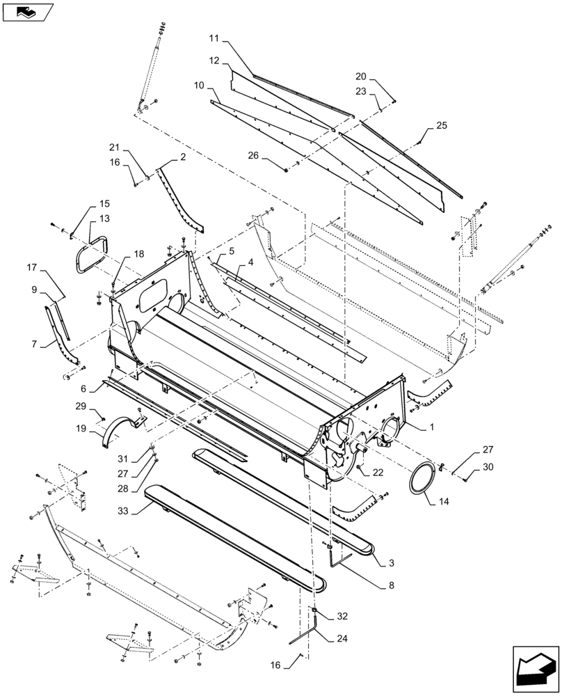 Схема запчастей Case IH 9230 - (74.125.AL[01]) - HOUSING, CLEAN GRAIN ELEVATOR, LOWER, SELF-LEVELLING, STANDARD, BSN YDG222004 (74) - CLEANING