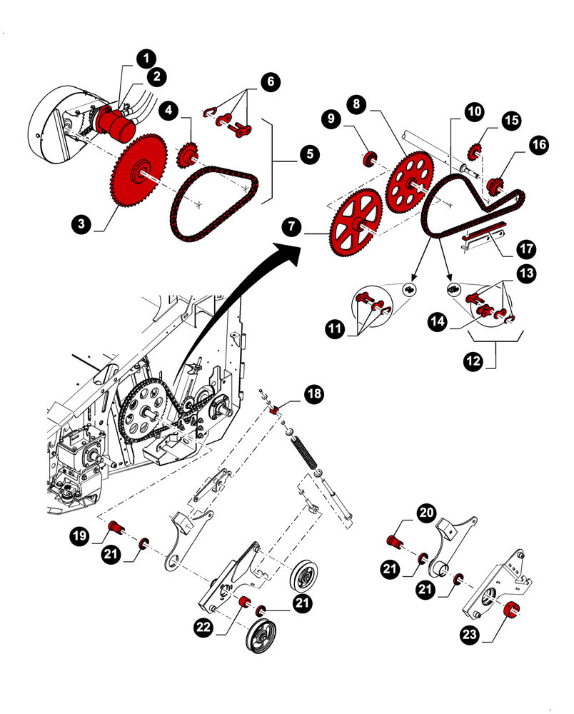 Схема запчастей Case IH 3050-20FT - (05.100.04[10]) - MAINTENANCE PARTS, REEL DRIVE (05) - SERVICE & MAINTENANCE