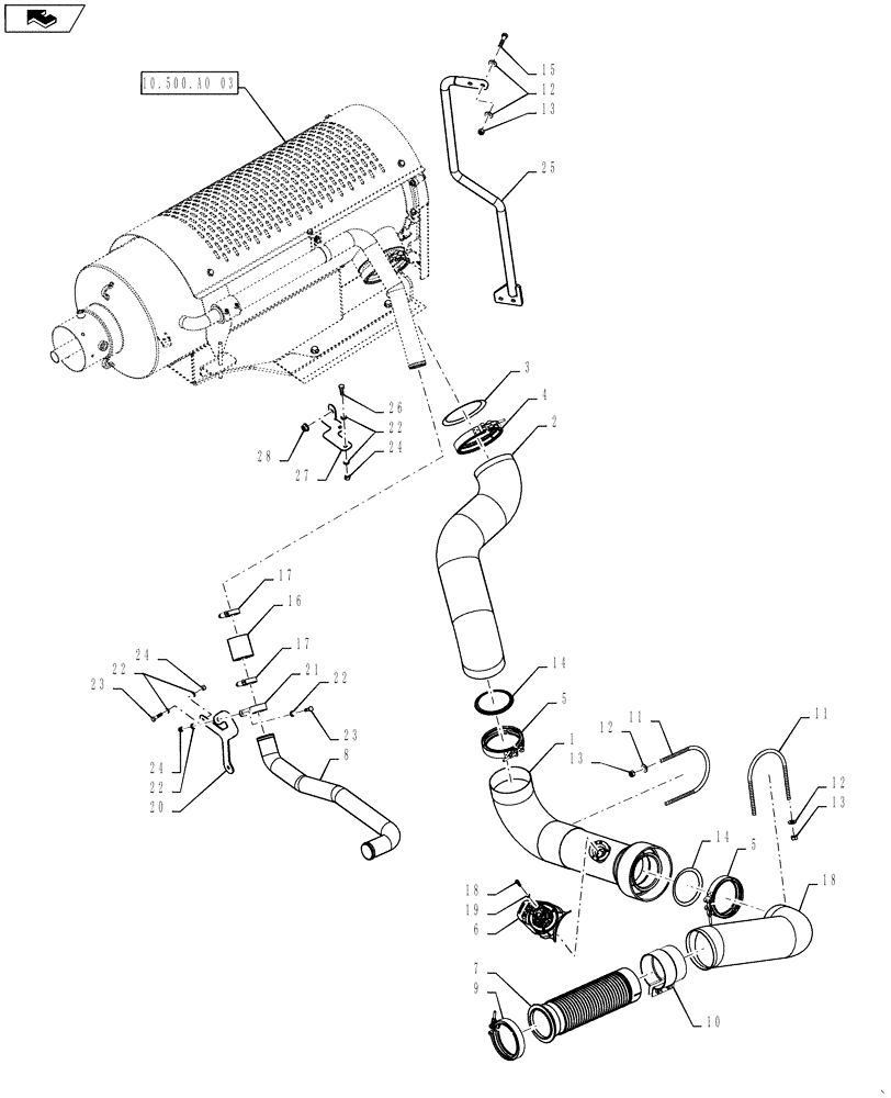 Схема запчастей Case IH STEIGER 500 - (10.500.AO[02]) - EXHAUST SYSTEM - SELECTIVE CATYLATIC REDUCTION (SCR) - EURO (10) - ENGINE