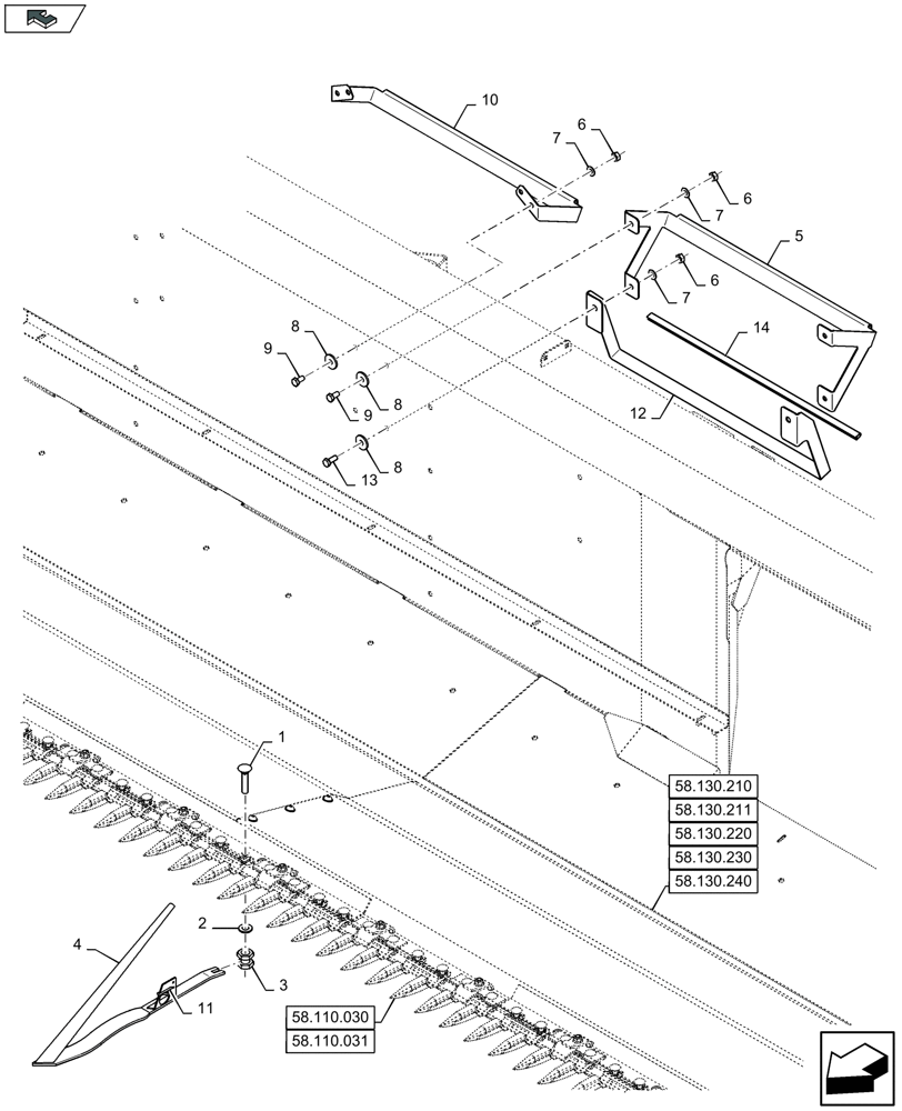 Схема запчастей Case IH 3050-25FT L - (58.130.350) - CROP LIFTER KIT (58) - ATTACHMENTS/HEADERS
