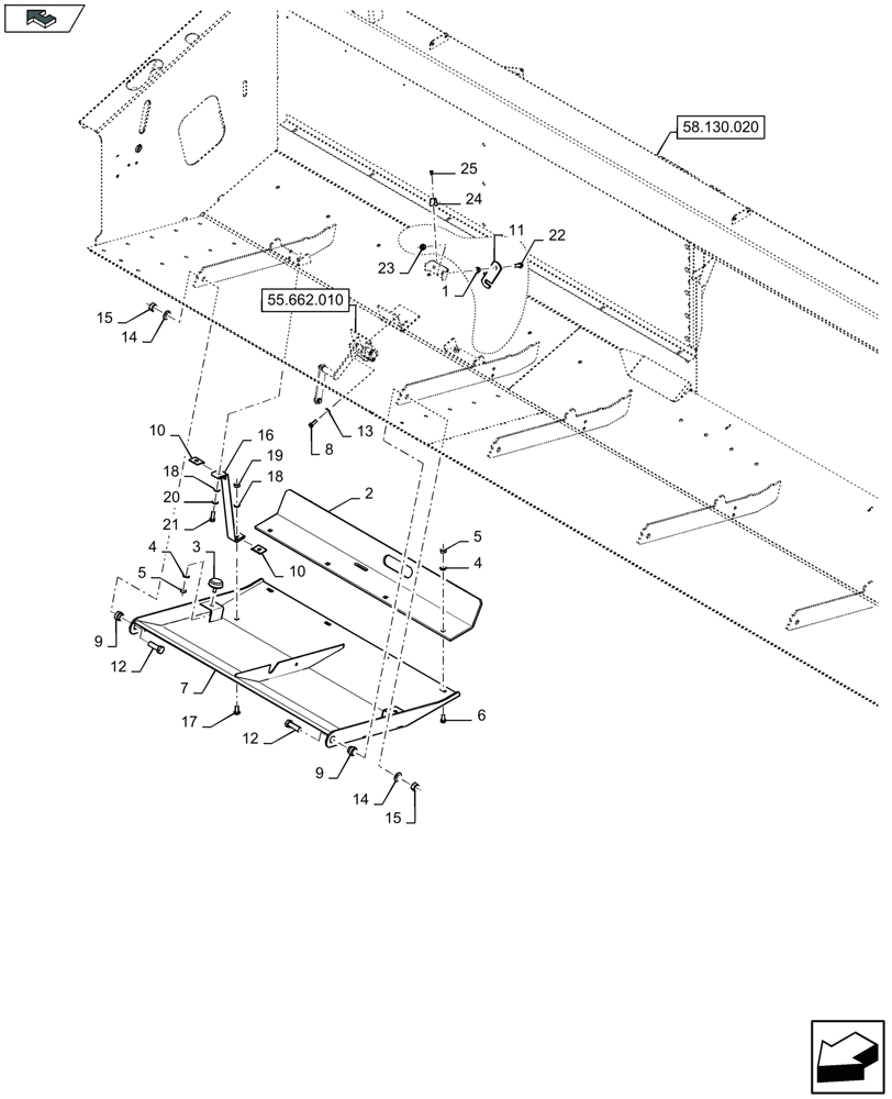 Схема запчастей Case IH 3050-22FT - (58.130.130) - SKID PLATES, RIGHT-HAND SIDE - C051 (58) - ATTACHMENTS/HEADERS