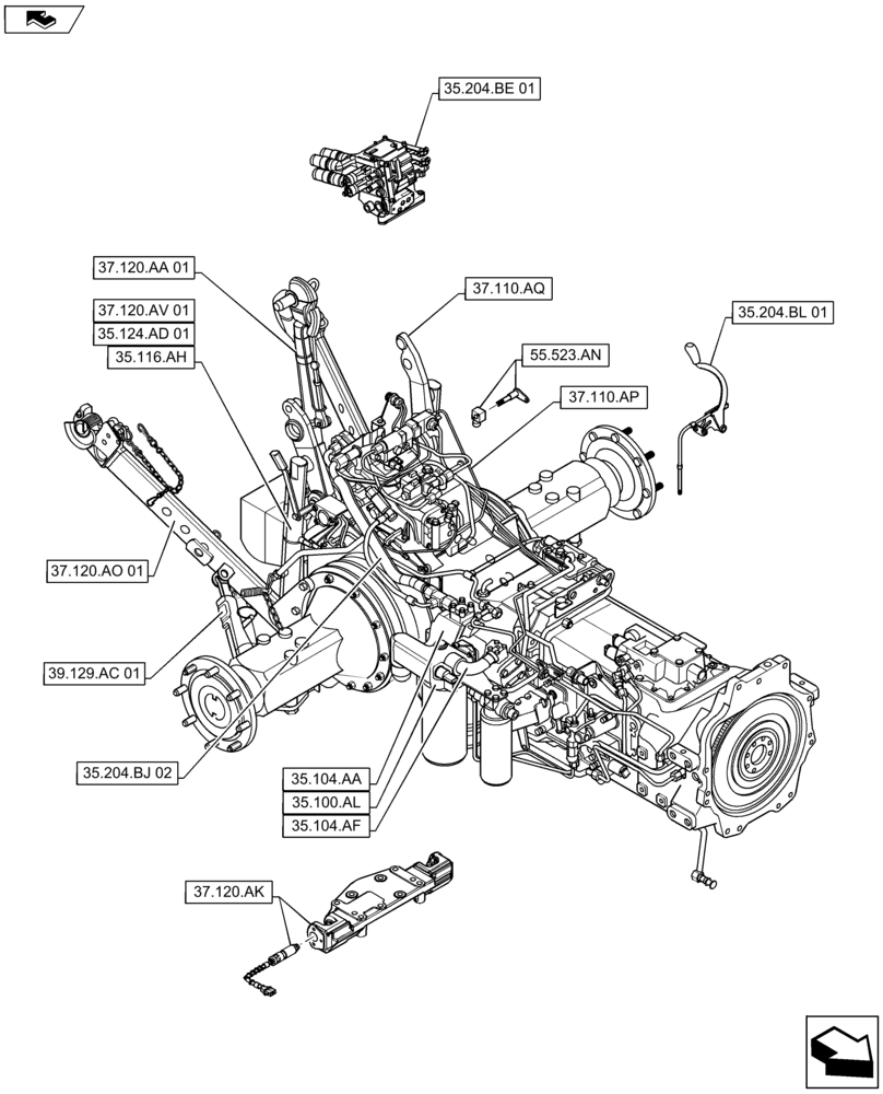 Схема запчастей Case IH MAXXUM 115 - (35.000.00) - SECTION INDEX - HYDRAULIC SYSTEMS (35) - HYDRAULIC SYSTEMS