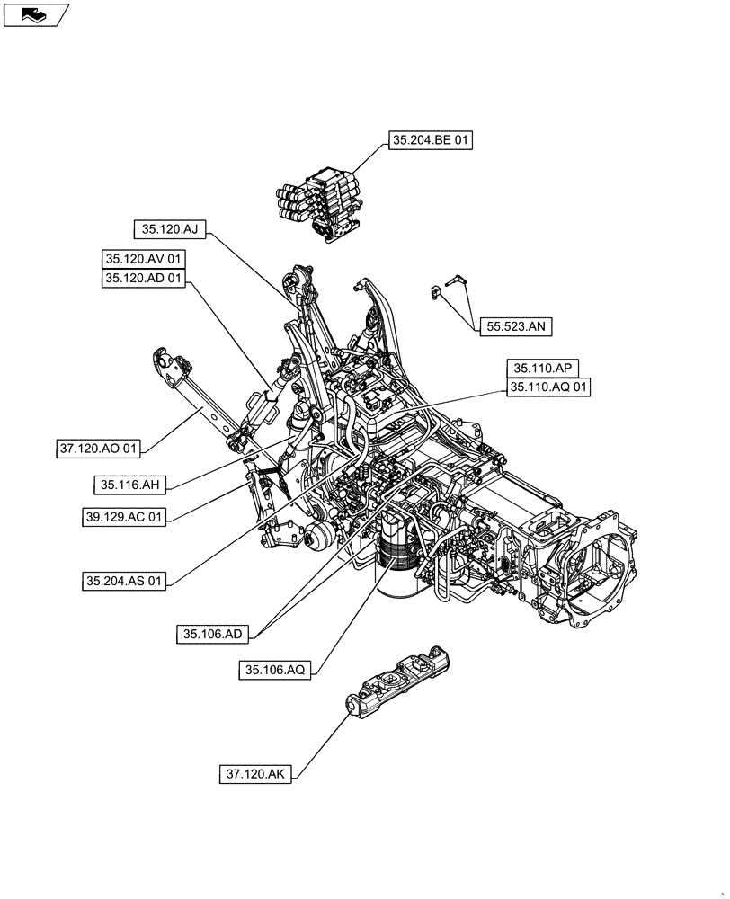 Схема запчастей Case IH MAXXUM 140 - (35.000.00) - SECTION INDEX - HYDRAULIC SYSTEMS (35) - HYDRAULIC SYSTEMS