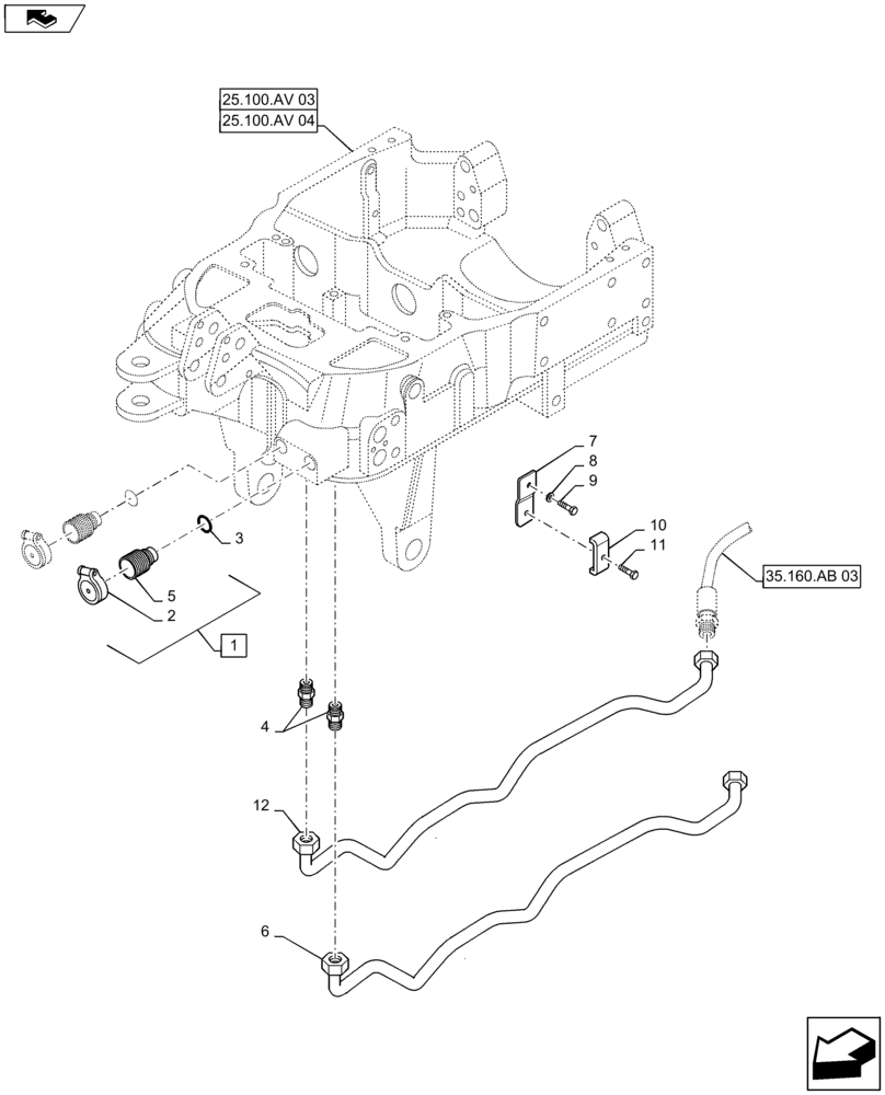 Схема запчастей Case IH MAXXUM 140 - (35.160.AB[02]) - VAR - 331814 - 2 FRONT COUPLERS FOR INTEGRATED FRONT HPL FROM MID MOUNT VALVES - PIPES (35) - HYDRAULIC SYSTEMS