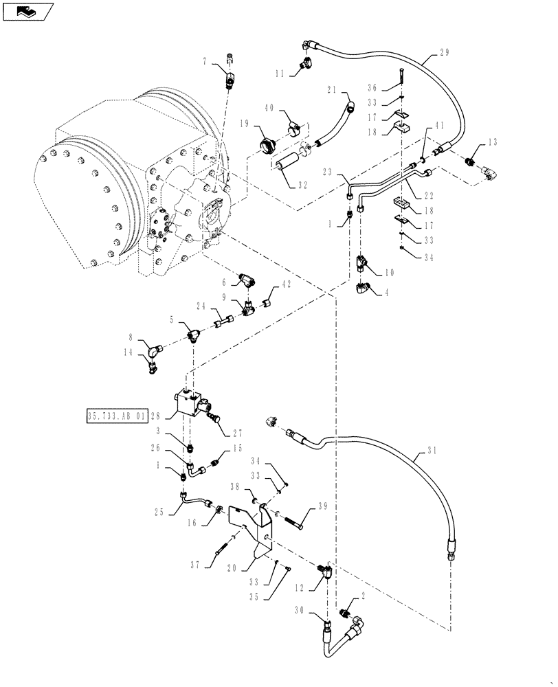 Схема запчастей Case IH STEIGER 500 - (35.733.AA[09]) - REAR AXLE LUBRICATION - 315 / 425 AXLE SERIES - HOMOLOGATION (35) - HYDRAULIC SYSTEMS