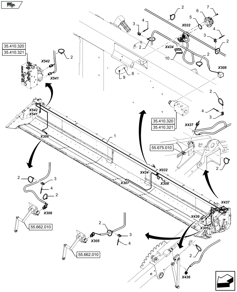 Схема запчастей Case IH 3050-25FT H - (55.100.010) - HEADER, ELECTRICITY - C974 (55) - ELECTRICAL SYSTEMS