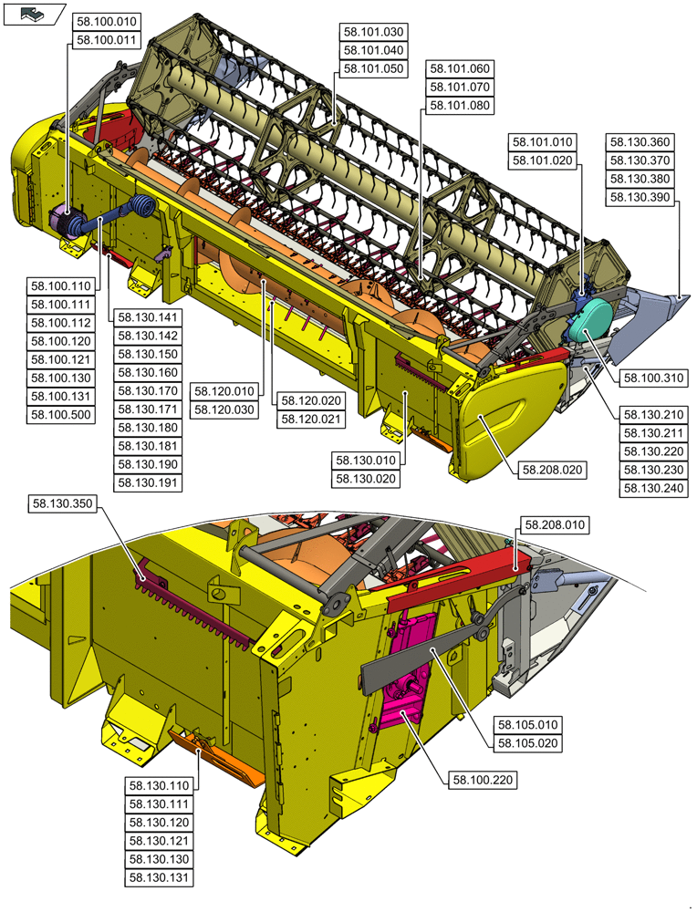 Схема запчастей Case IH 3050-25FT L - (58.000.00[02]) - SECTION INDEX - ATTACHMENTS/HEADERS (58) - ATTACHMENTS/HEADERS