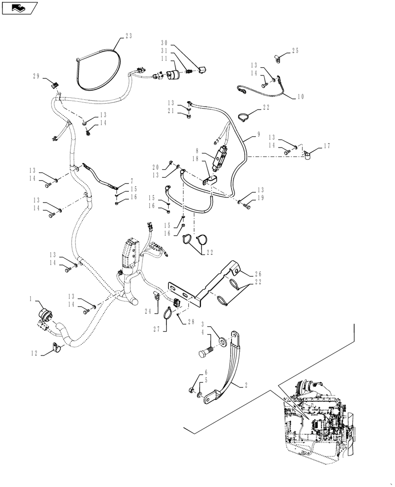 Схема запчастей Case IH STEIGER 400 - (55.100.DP[03]) - ENGINE WIRING - STEIGER 400-500 (55) - ELECTRICAL SYSTEMS
