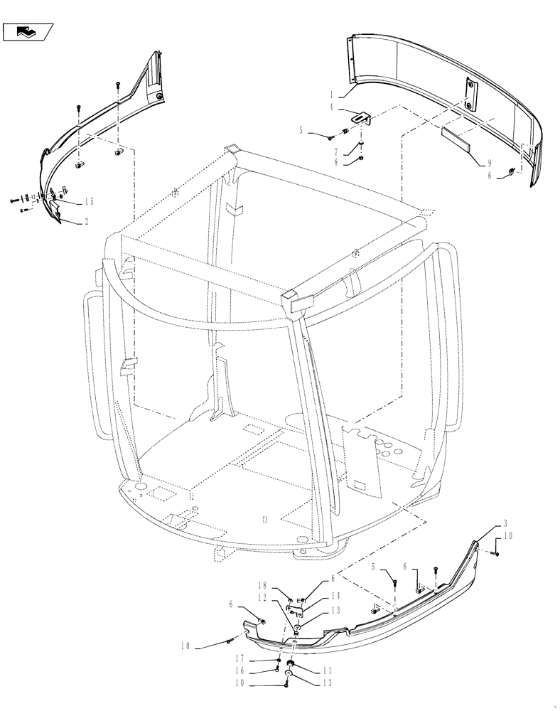 Схема запчастей Case IH STEIGER 400 - (90.150.AD[04]) - CAB - SKIRTS - LUXURY CAB - NON SUSPENDED CAB (90) - PLATFORM, CAB, BODYWORK AND DECALS