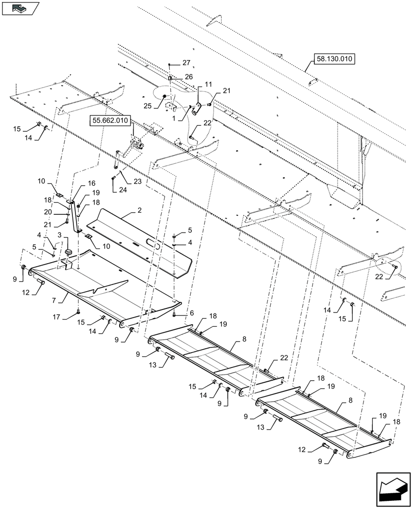 Схема запчастей Case IH 3050-30FT - (58.130.110) - SKID PLATES, RIGHT-HAND SIDE - C051 (58) - ATTACHMENTS/HEADERS