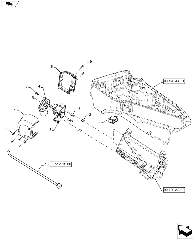 Схема запчастей Case IH STEIGER 500 - (55.512.CS[06]) - ARMREST CONTROLS - ELECTRIC ADJUST (55) - ELECTRICAL SYSTEMS
