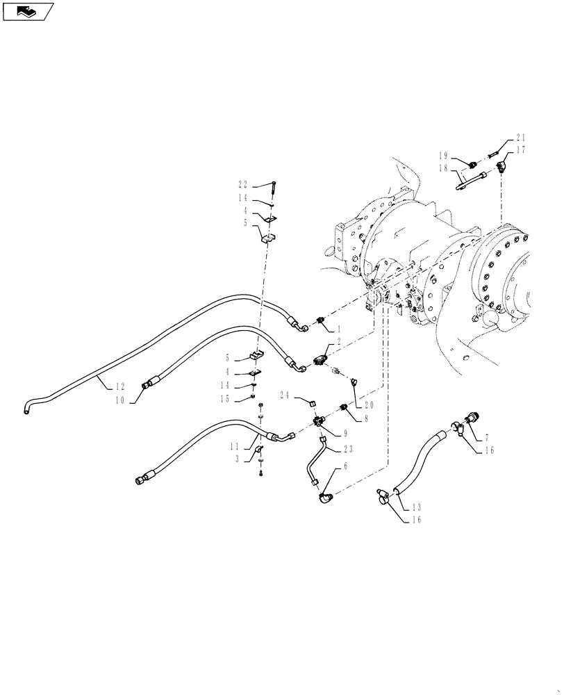 Схема запчастей Case IH STEIGER 500 - (35.733.AA[01]) - FRONT AXLE LUBRICATION - 315 / 425 AXLE SERIES W/O DIFF LOCK (35) - HYDRAULIC SYSTEMS