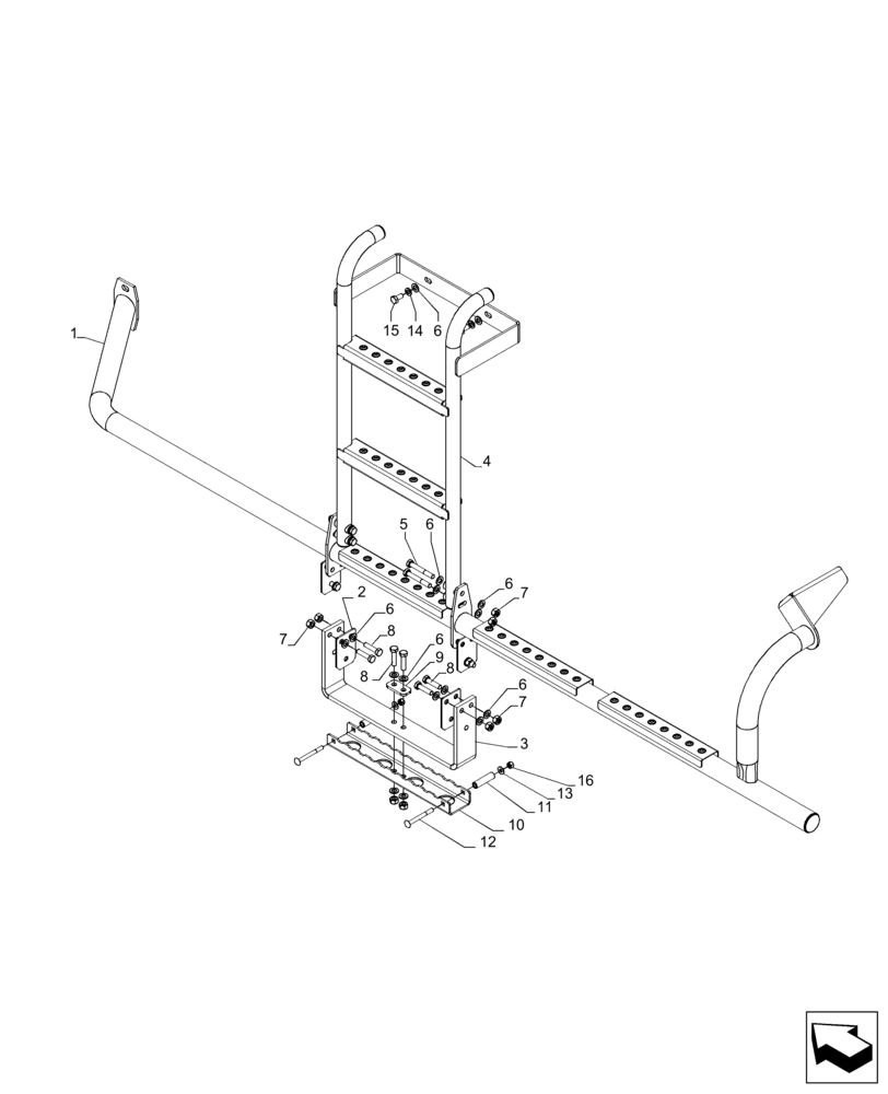 Схема запчастей Case IH A8800 - (90.118.BB[03]) - GUARDRAILS AND LADDER (8800) - LH (90) - PLATFORM, CAB, BODYWORK AND DECALS