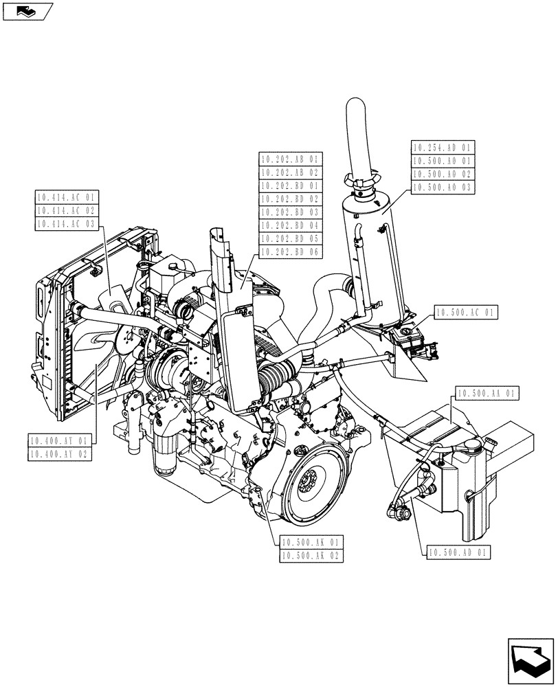 Схема запчастей Case IH STEIGER 350 - (10.000.00) - PICTORIAL INDEX - ENGINE (10) - ENGINE