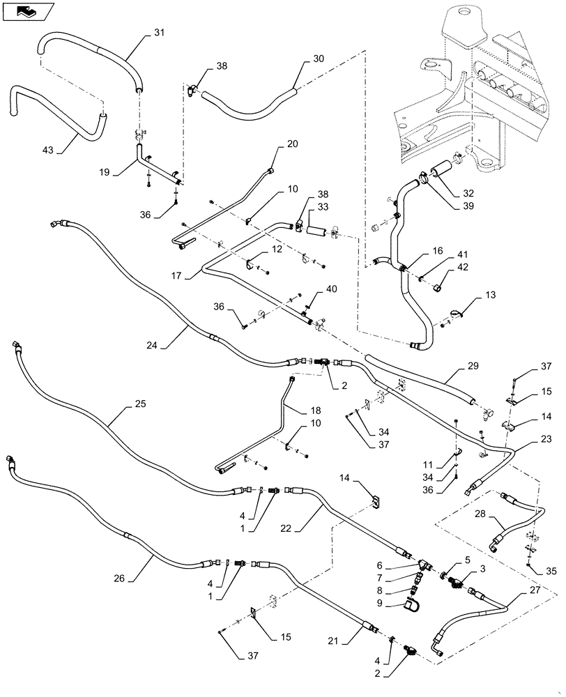 Схема запчастей Case IH STEIGER 500 - (35.733.AA[05]) - AXLE LUBRICATION - 315 / 425 AXLE SERIES - CENTER SECTION - W/DIFF LOCK (35) - HYDRAULIC SYSTEMS
