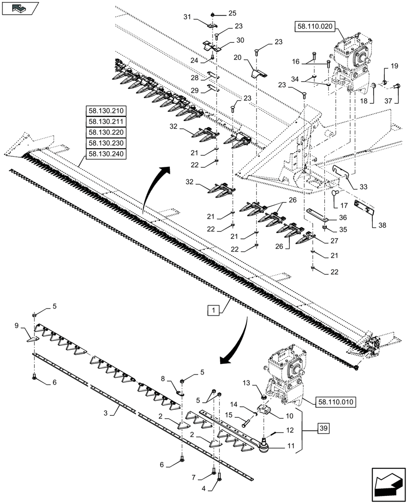 Схема запчастей Case IH 3050-30FT - (58.110.030) - CUTTERBAR - C981 (58) - ATTACHMENTS/HEADERS