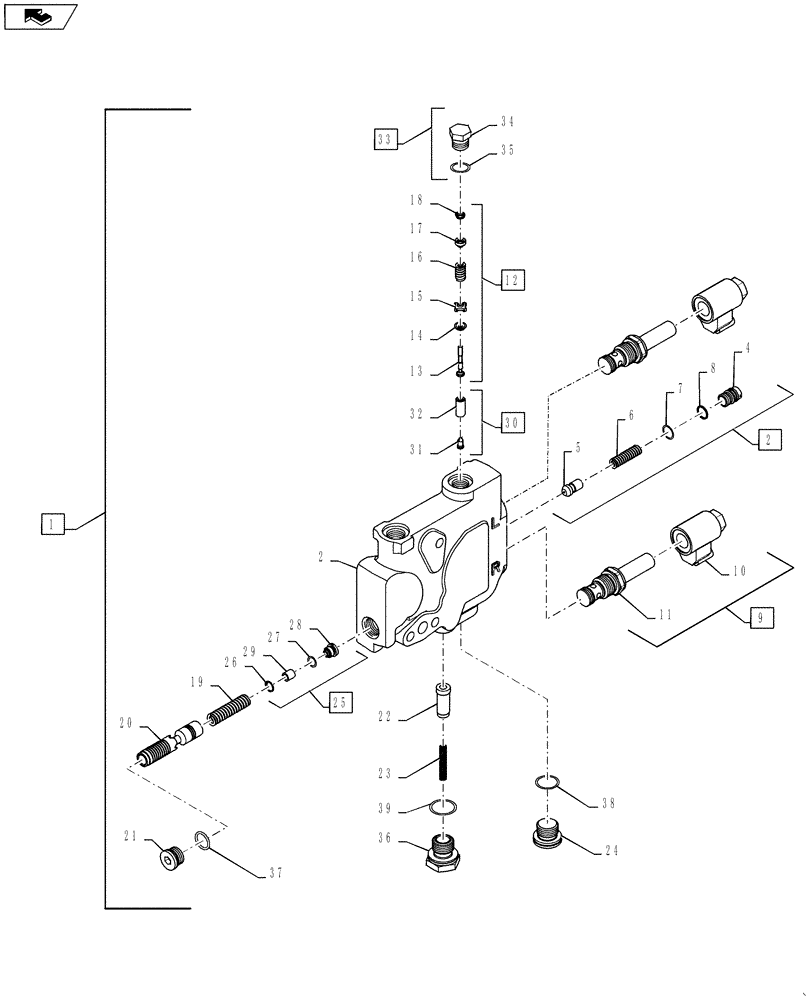 Схема запчастей Case IH STEIGER 500 - (35.204.BQ[14]) - AUXILIARY CONTROL VALVE - THREE POINT HITCH (35) - HYDRAULIC SYSTEMS