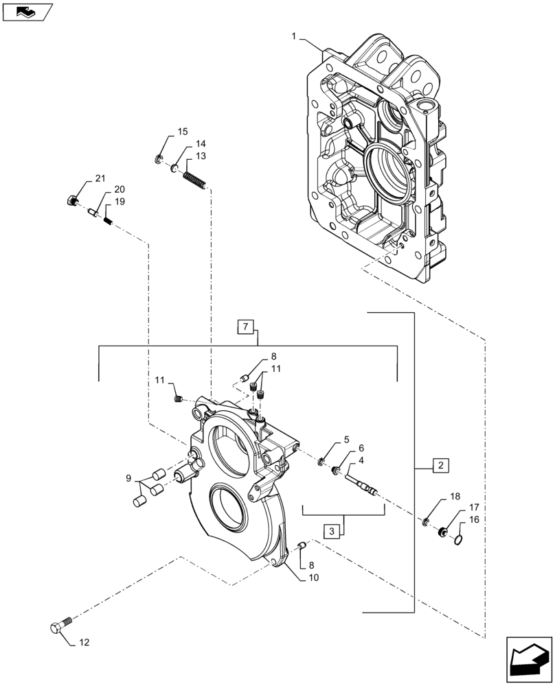 Схема запчастей Case IH MAXXUM 110 - (31.114.AH[01]) - 2 SPEED REAR PTO - PTO CASE AND INTERNAL COVER (31) - IMPLEMENT POWER TAKE OFF