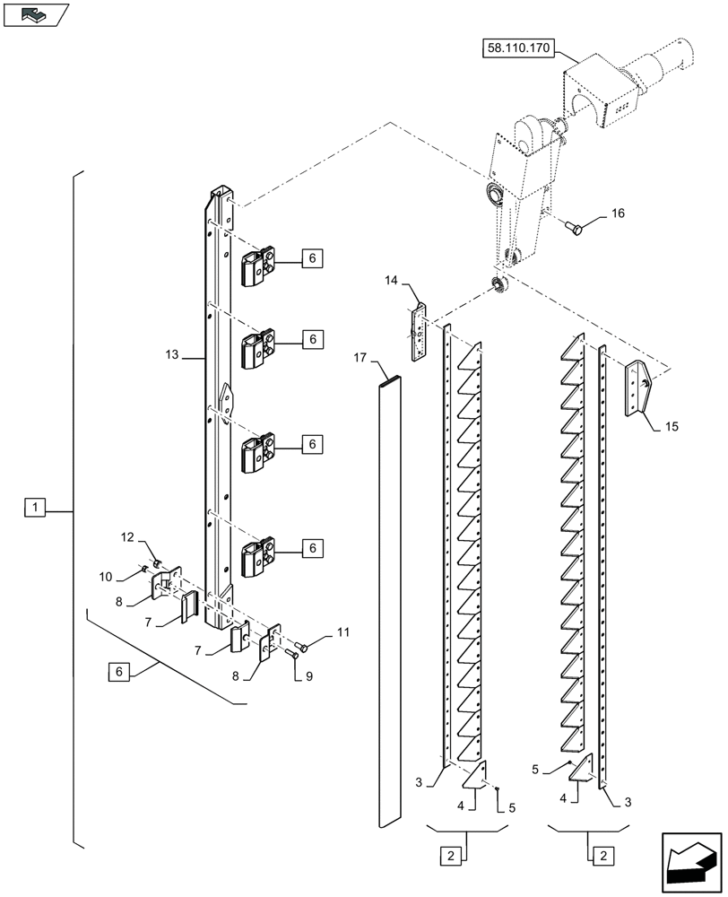 Схема запчастей Case IH 3050-41FT - (58.110.160) - VERTICAL KNIFE, LH, CUTTERBAR (58) - ATTACHMENTS/HEADERS
