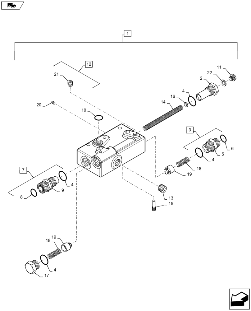 Схема запчастей Case IH MAXXUM 115 - (31.104.AR[03]) - POWER SHUTTLE TRANSMISSION EXTERNAL CONTROLS FOR 30KM/H AND 40KM/H - CONTROL VALVE - BREAKDOWN (31) - IMPLEMENT POWER TAKE OFF