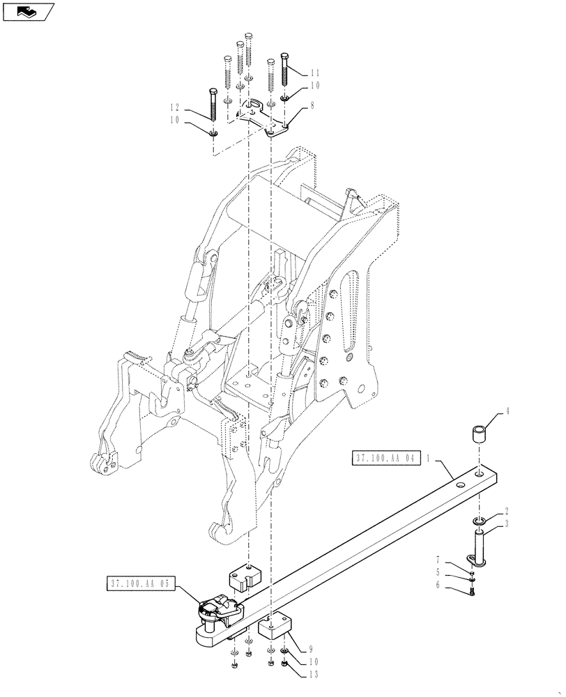 Схема запчастей Case IH STEIGER 400 - (37.100.AA[03]) - DRAWBAR - ASSY - HIGH CAPACITY (37) - HITCHES, DRAWBARS & IMPLEMENT COUPLINGS