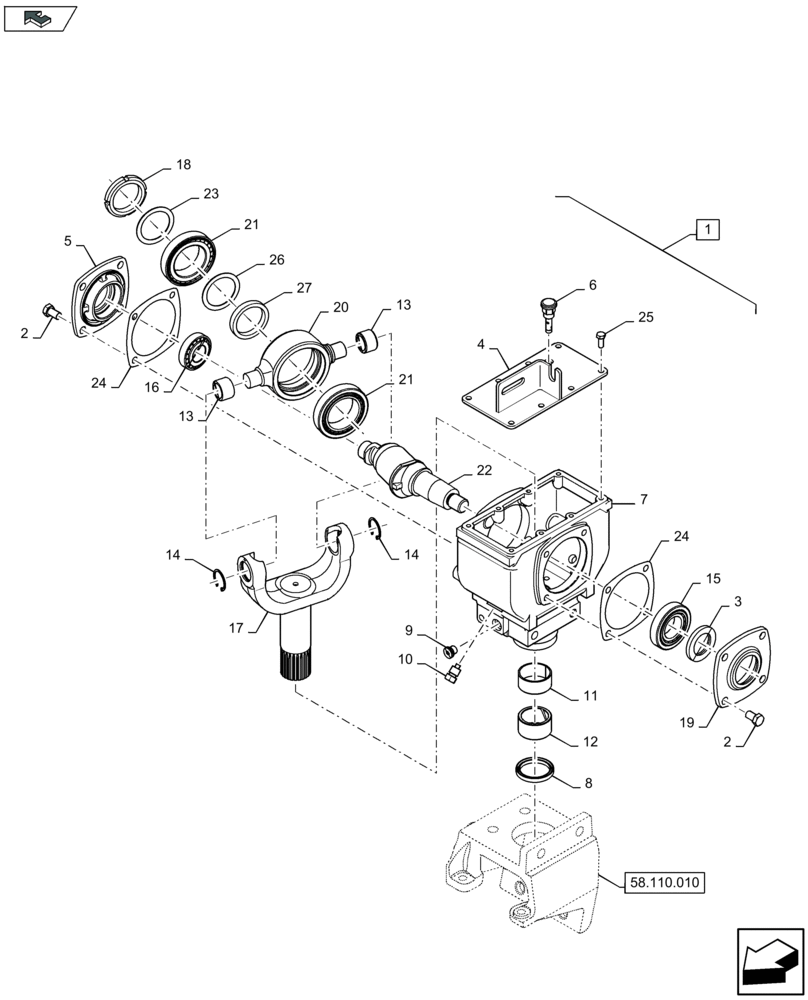 Схема запчастей Case IH 3050-20FT - (58.110.020) - WOBBLE BOX (58) - ATTACHMENTS/HEADERS