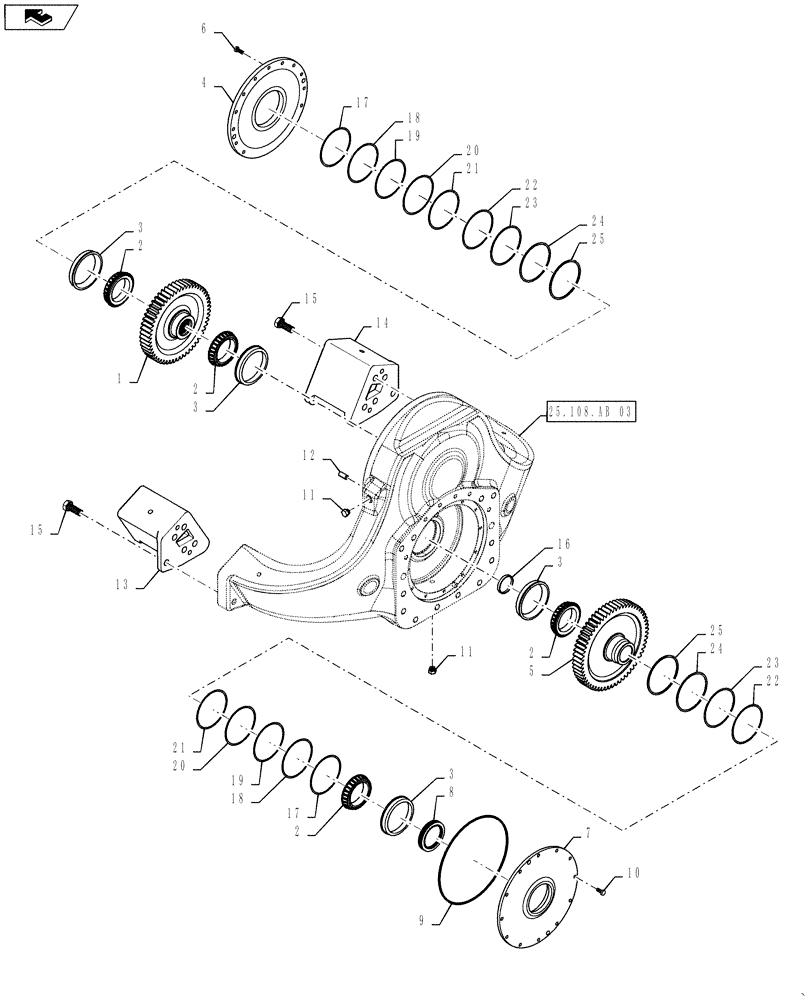 Схема запчастей Case IH STEIGER 450 - (27.120.AI[02]) - REAR AXLE ASSY - UPBOX HOUSING ASSY. (27) - REAR AXLE SYSTEM
