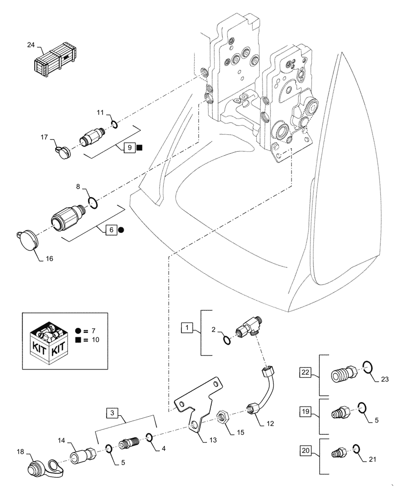 Схема запчастей Case IH STEIGER 400 - (35.204.BQ[18]) - AUXILIARY CONTROL VALVE - POWER BEYOND COUPLERS (35) - HYDRAULIC SYSTEMS