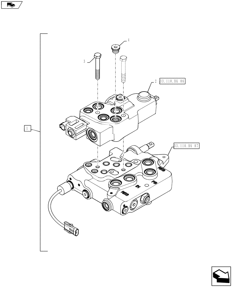 Схема запчастей Case IH STEIGER 350 - (33.110.BK[05]) - PARKING BRAKE - VALVE ASSEMBLY, TOW/PARK BRAKE (EUROPE) (33) - BRAKES & CONTROLS