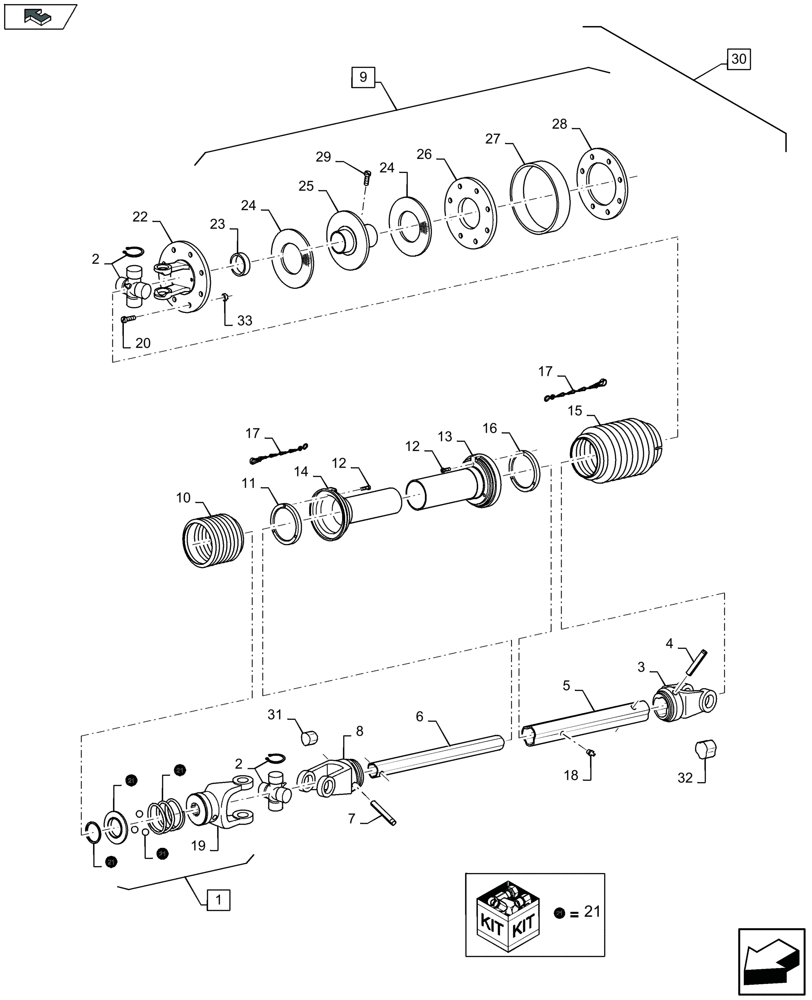 Схема запчастей Case IH 3050-18FT - (58.100.130) - POWER TAKE-OFF - C103 (58) - ATTACHMENTS/HEADERS