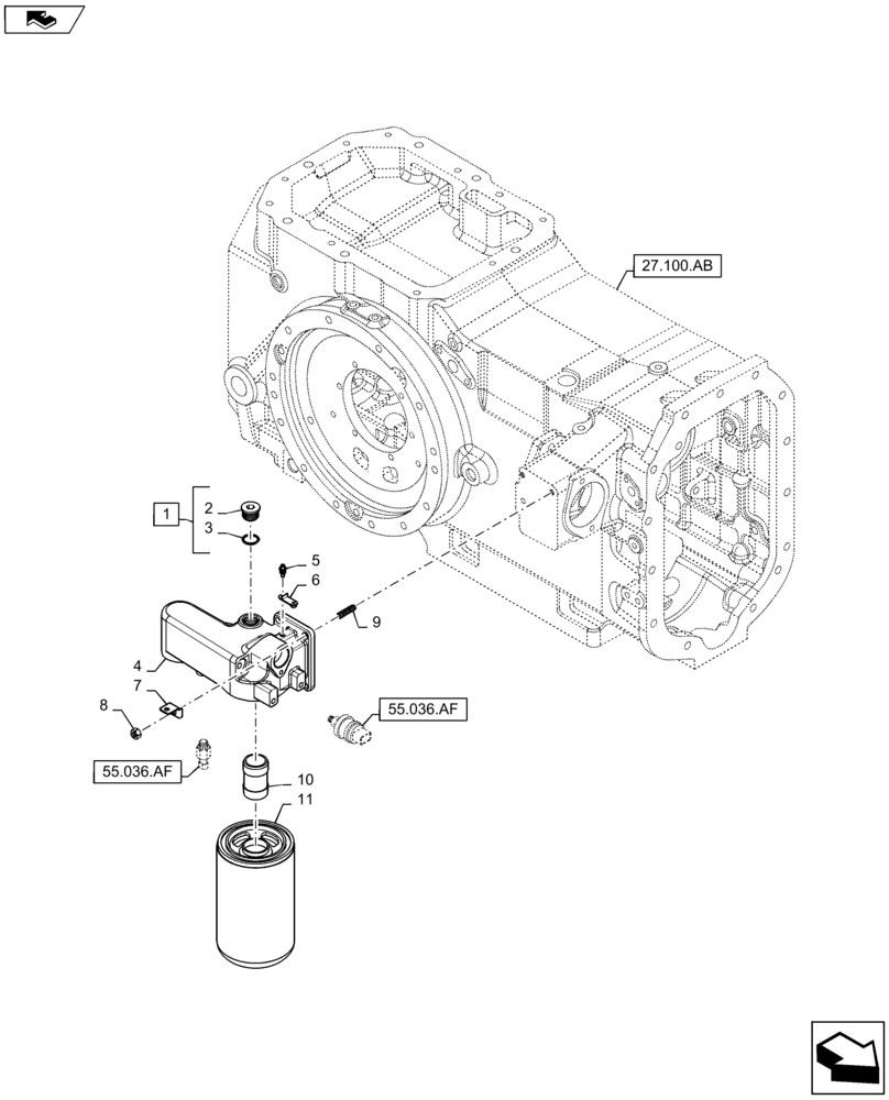 Схема запчастей Case IH MAXXUM 115 - (35.100.AL) - HYDRAULIC PUMP 80 L/MIN FD - FILTER (35) - HYDRAULIC SYSTEMS