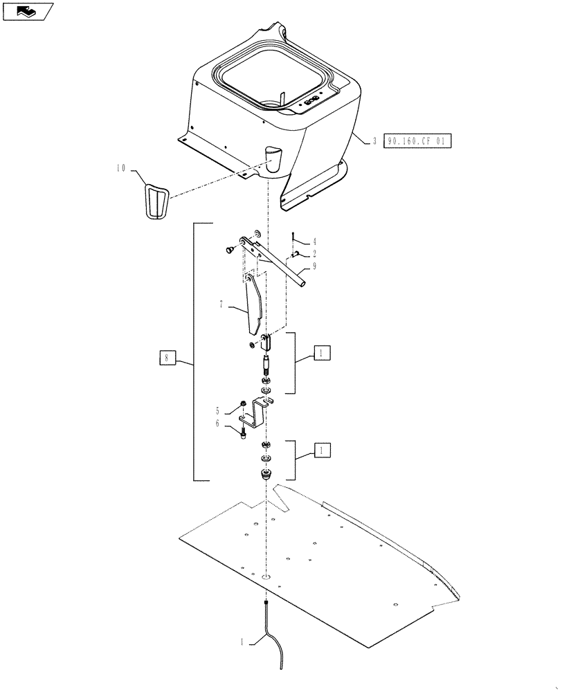 Схема запчастей Case IH STEIGER 400 - (33.110.AJ[01]) - HAND BRAKE - INSTALLATION (33) - BRAKES & CONTROLS