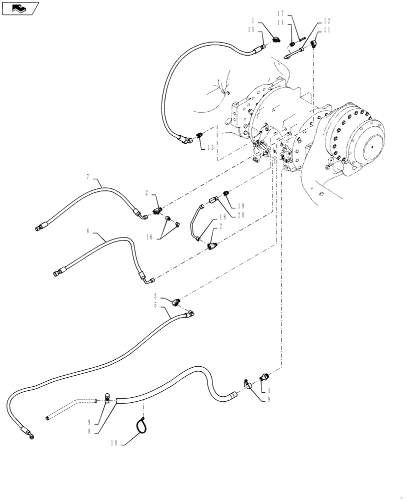Схема запчастей Case IH STEIGER 500 - (35.733.AA[03]) - REAR AXLE LUBRICATION - 315 / 425 AXLE SERIES - W/O DIFF LOCK (35) - HYDRAULIC SYSTEMS