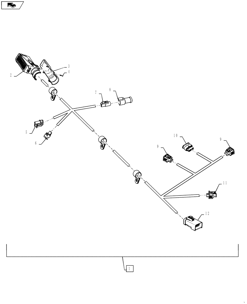 Схема запчастей Case IH STEIGER 400 - (55.988.AD[02]) - HARNESS, SELECTIVE CATYLTIC REDUCTION (SCR) UREA (55) - ELECTRICAL SYSTEMS