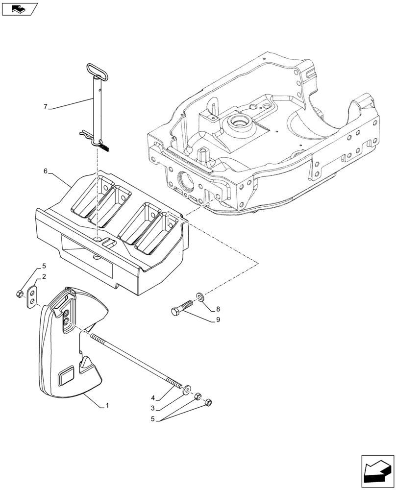 Схема запчастей Case IH MAXXUM 110 - (39.140.AF[04]) - VAR - 330219 - FRONT WEIGHT CARRIER AND 4 WEIGHTS WITH PULL HOOK (39) - FRAMES AND BALLASTING