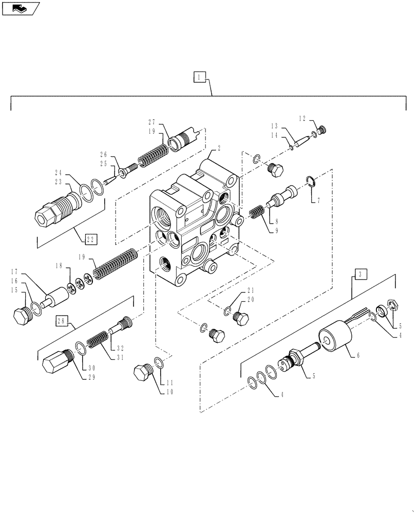 Схема запчастей Case IH STEIGER 500 - (21.135.AQ[02]) - TRANSMISSION - POWER SHIFT - REGULATOR VALVE (21) - TRANSMISSION