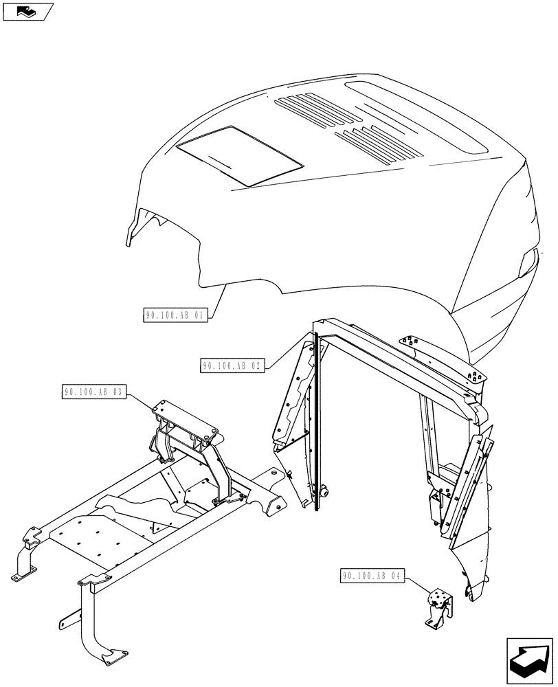 Схема запчастей Case IH STEIGER 350 - (90.000.00[01]) - PICTORIAL INDEX HOOD (90) - PLATFORM, CAB, BODYWORK AND DECALS