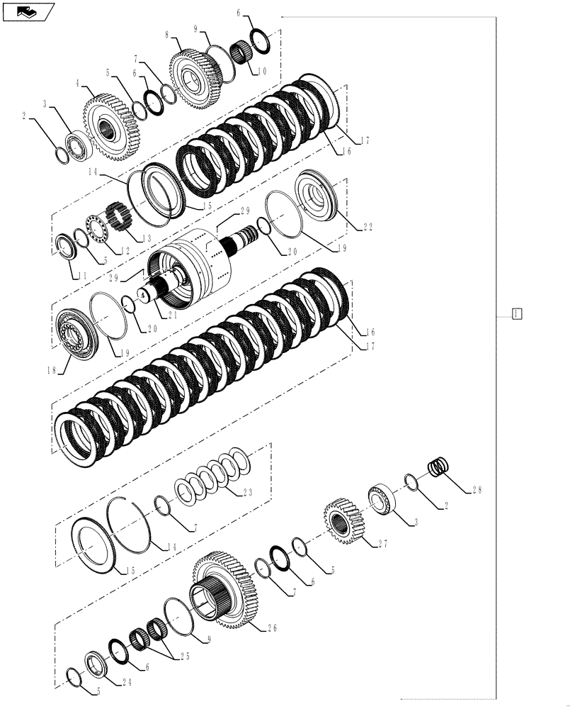 Схема запчастей Case IH STEIGER 500 - (21.155.AA[05]) - TRANSMISSION - POWER SHIFT - 4TH SHAFT, PS4, 8C AND 8.5C (21) - TRANSMISSION