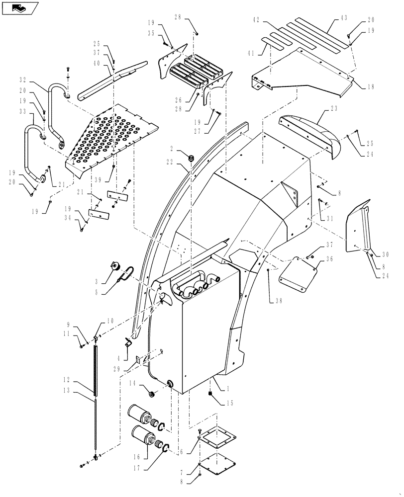 Схема запчастей Case IH STEIGER 500 - (39.100.AY[02]) - FRAME - FRONT - HYDRAULIC TANK ASSEMBLY (39) - FRAMES AND BALLASTING