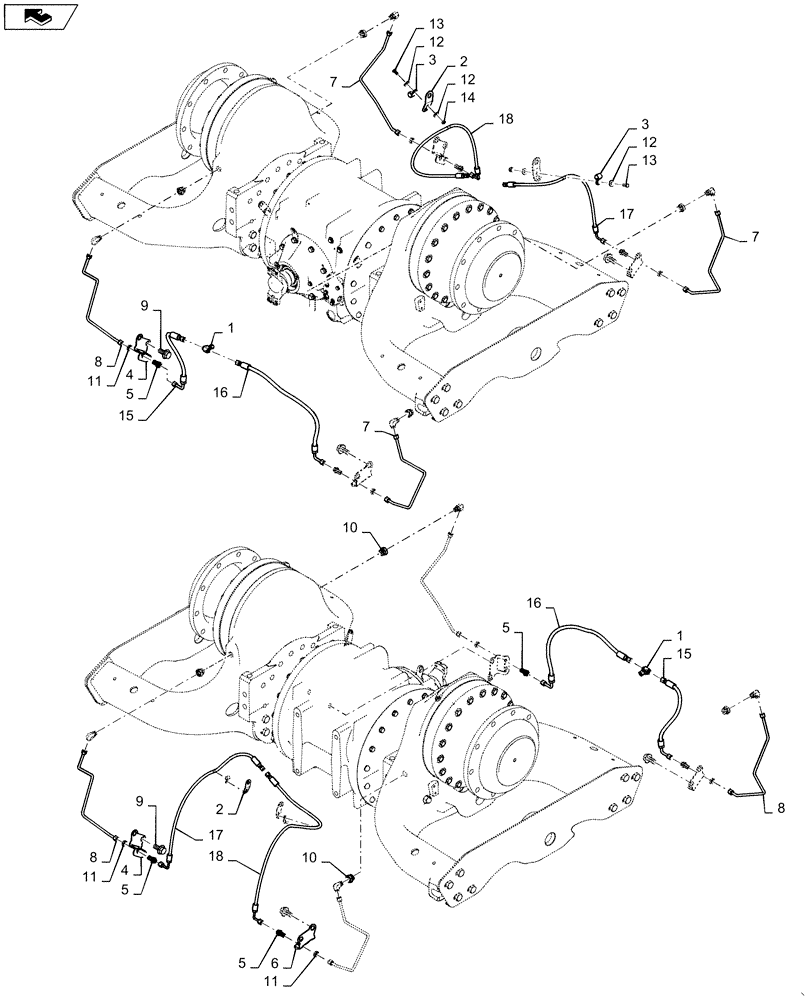 Схема запчастей Case IH STEIGER 500 - (35.733.AC[01]) - AXLE LUBRICATION - INTERNAL - FRONT & REAR (35) - HYDRAULIC SYSTEMS