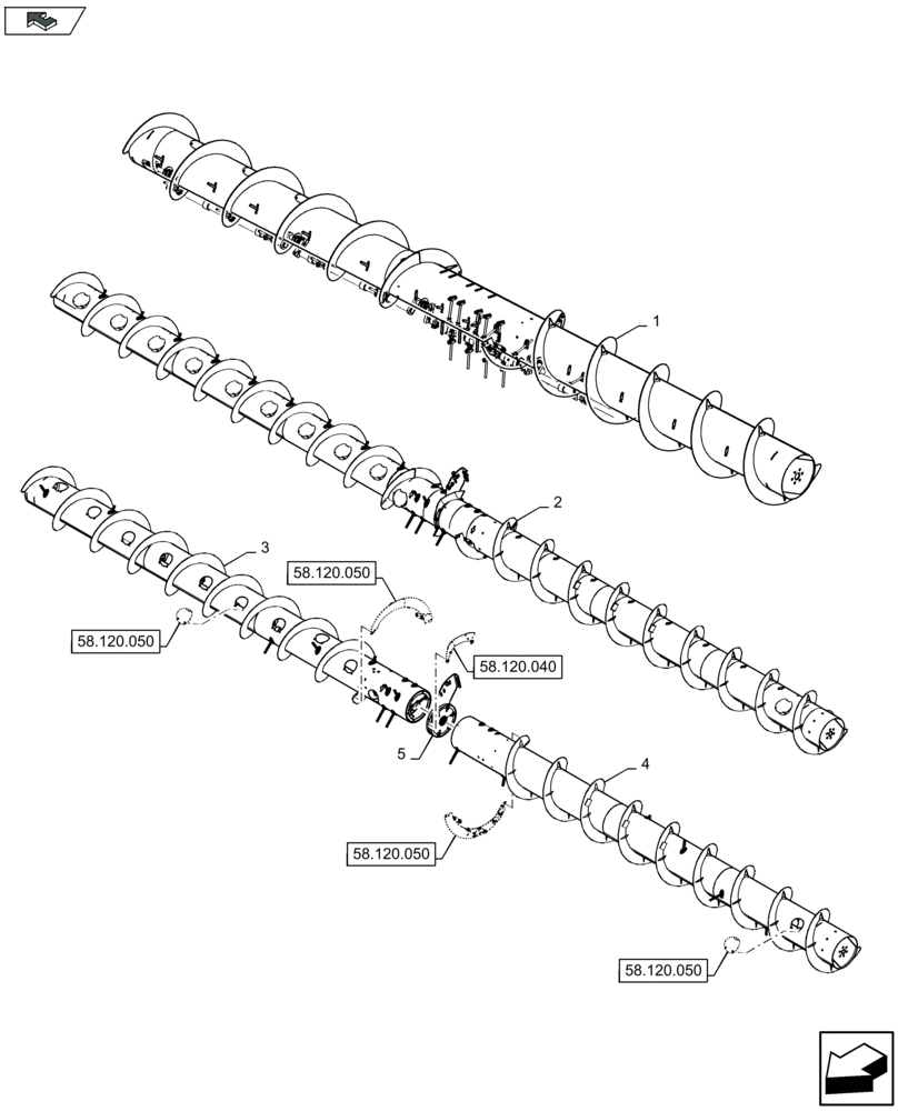 Схема запчастей Case IH 3050-20FT - (58.120.030) - COMPLETE AUGER (58) - ATTACHMENTS/HEADERS