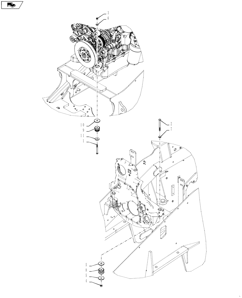 Схема запчастей Case IH STEIGER 500 - (10.001.AK[02]) - ENGINE MOUNTING - STEIGER 400 - 500 (10) - ENGINE