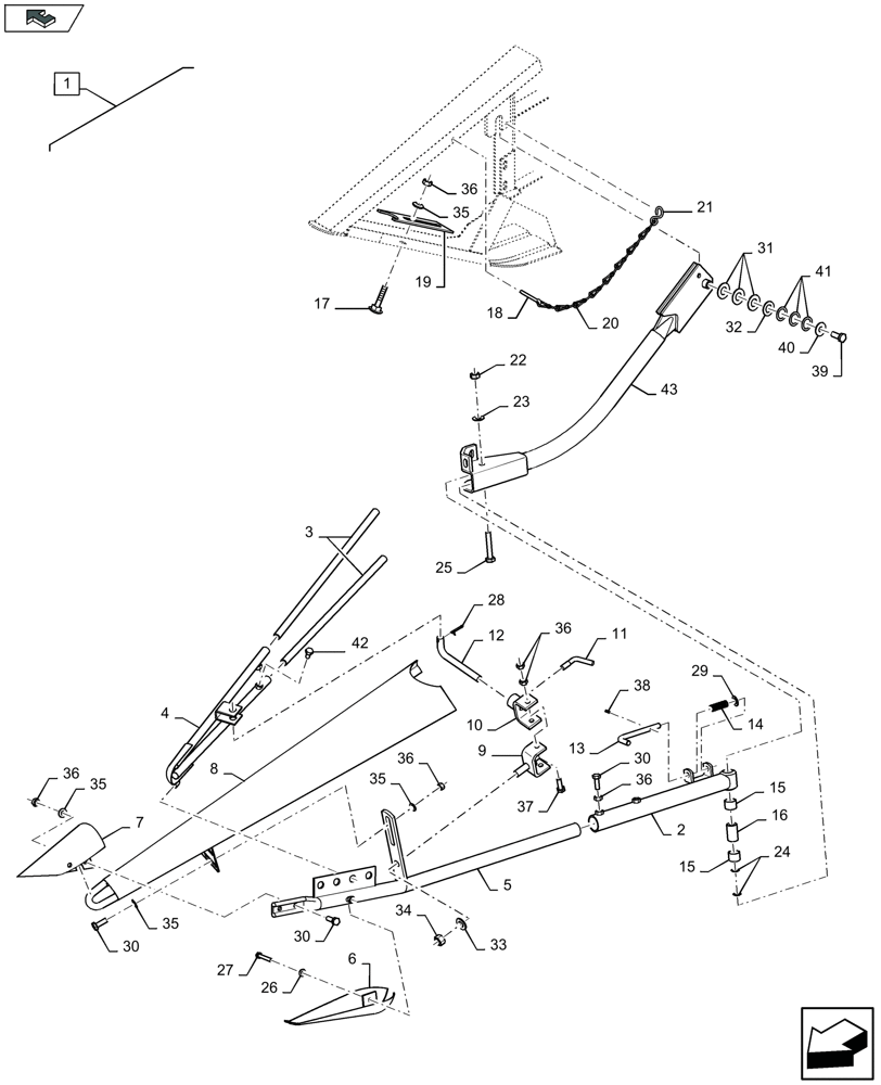 Схема запчастей Case IH 3050-35FT - (88.058.015) - DIA KIT : PIVOTABLE ADJUSTABLE DIVIDERS - C949 (88) - ACCESSORIES