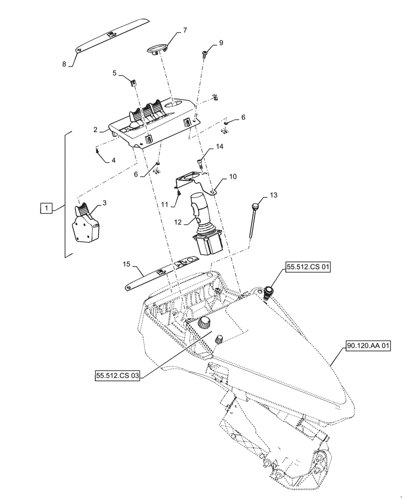Схема запчастей Case IH STEIGER 400 - (55.512.CS[04]) - ARMREST CONTROLS - ELECTROHYDRAULIC REMOTE LEVERS AND JOYSTICK, 4 AND 8 REMOTES (55) - ELECTRICAL SYSTEMS