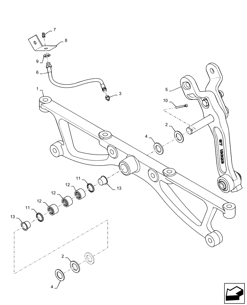 Схема запчастей Case IH 7140 - (74.101.AF[01]) - HANGER, ARM, RH, CLEANING SYSTEM DRIVE (74) - CLEANING