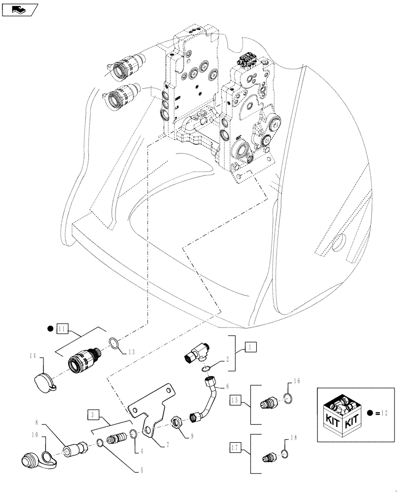 Схема запчастей Case IH STEIGER 500 - (35.204.BQ[19]) - AUXILIARY CONTROL VALVE - LOW PRESSURE RETURN (35) - HYDRAULIC SYSTEMS