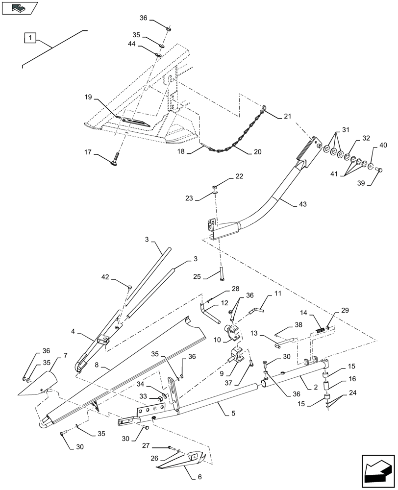 Схема запчастей Case IH 3050-18FT - (88.058.016) - DIA KIT : PIVOTABLE ADJUSTABLE DIVIDERS - D950 (88) - ACCESSORIES