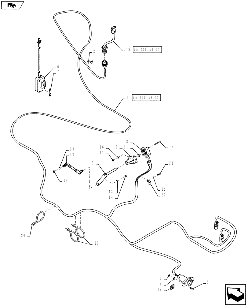 Схема запчастей Case IH STEIGER 400 - (55.130.AR[01]) - 3 POINT HITCH - WIRING LAYOUT (55) - ELECTRICAL SYSTEMS